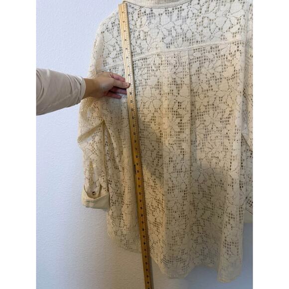Free People Women’s In Your Dreams Lace‎ Oversized Buttondown Sz M - Picture 7 of 8